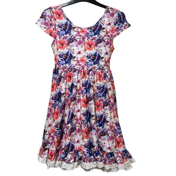cheeky plum Other - Cheeky Plum Girl’s Plum Floral Cap Sleeve Ruffle Dress 12Y NEW